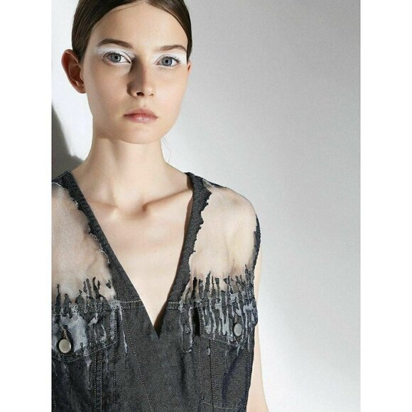 Diesel Womens Blue Mesh Denim F-D-01 Dress XS - Picture 3 of 12